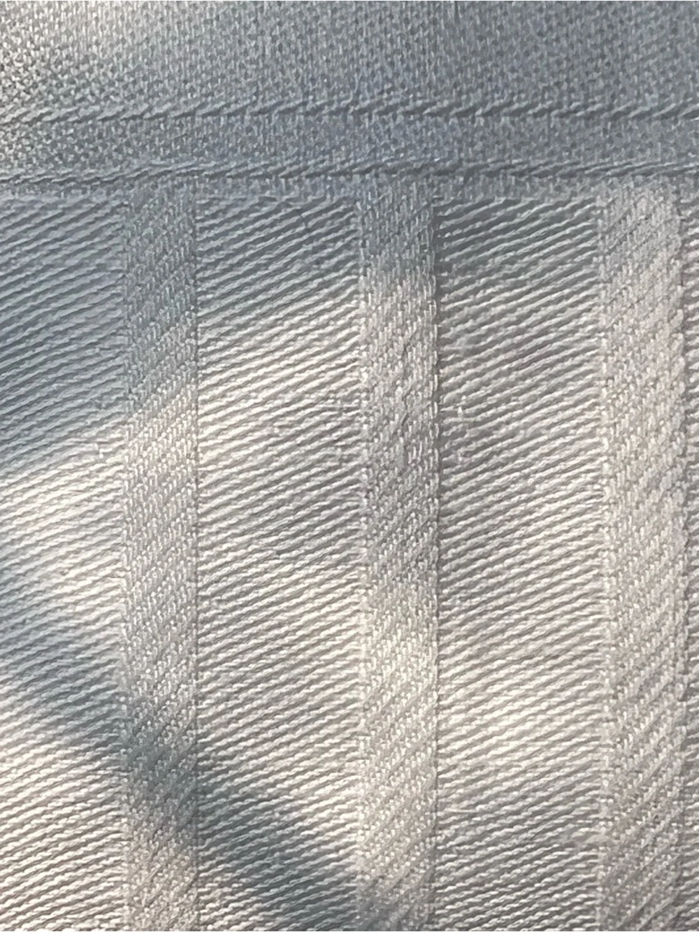 Vintage linen White work striped Tablecloth with decorative border 43 in square.